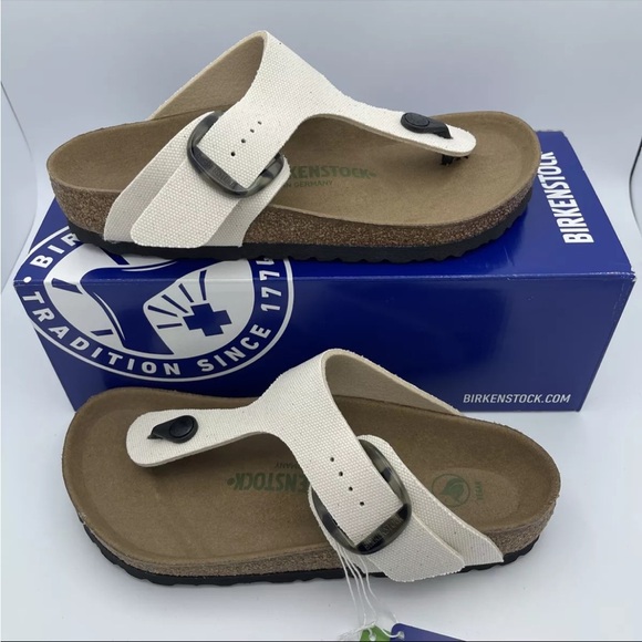 Birkenstock Gizeh Canvas Vegan Thong Sandal-Eggshell-EU 38/W7/M5 - Picture 1 of 5